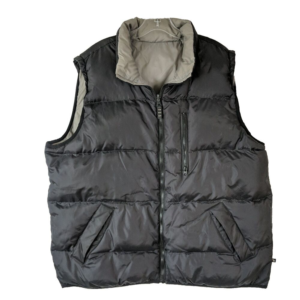 Moose Creek Puffer Vest Reversible Men Size XL Gray Black Pockets Down Feather